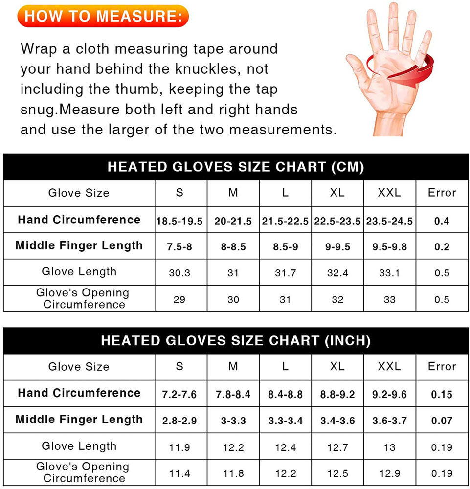 Dr. Warm Size Chart