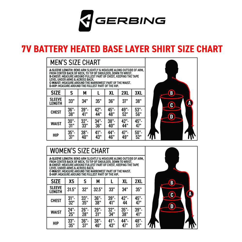 Gerbing Size Chart