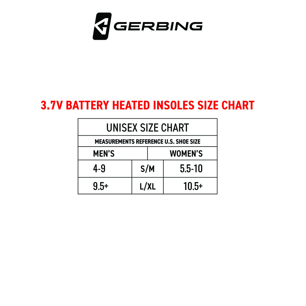 Gerbing Size Chart