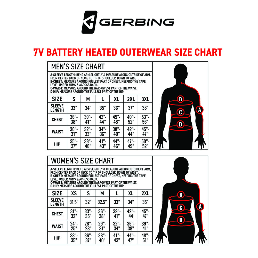 Gerbing Size Chart