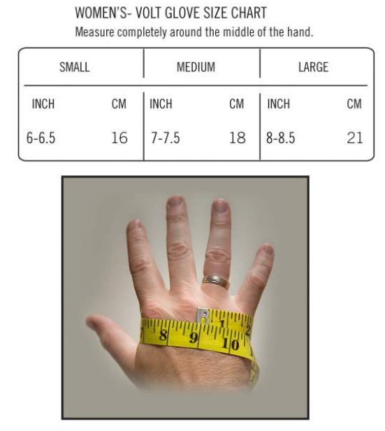 Volt Resistance Women Glove Size Chart