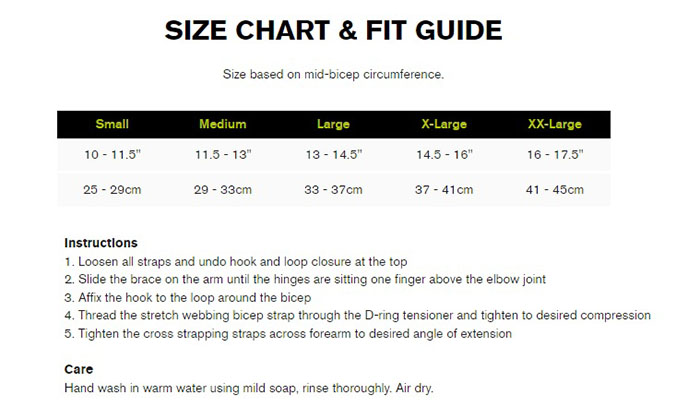 donjoy size chart