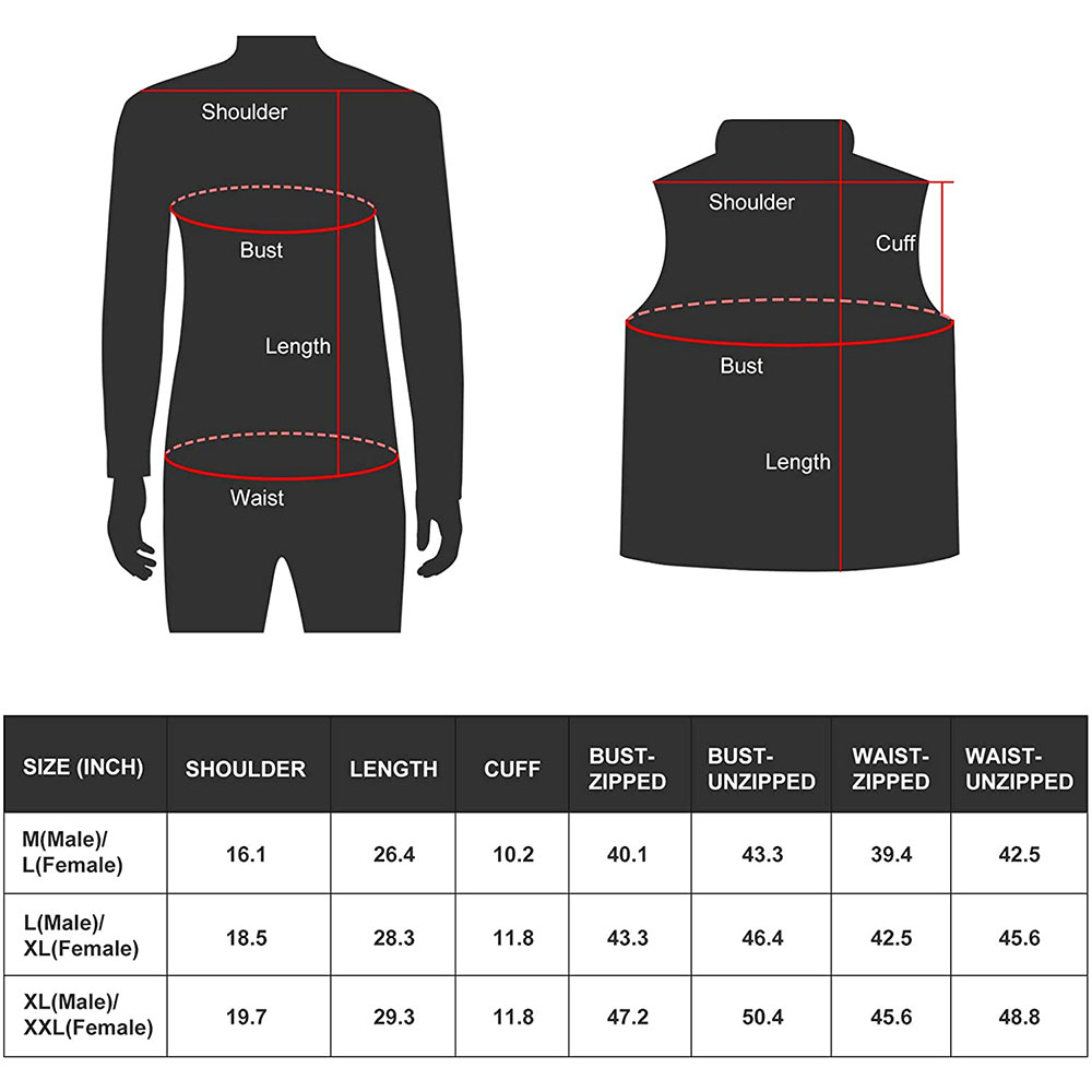 Dr. Warm Size Chart