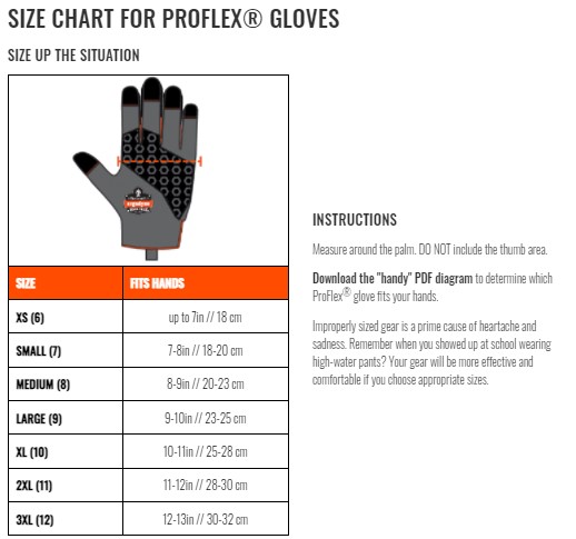 Ergodyne Size Chart