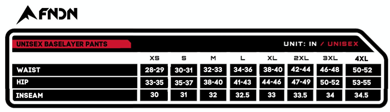 fndn size chart 