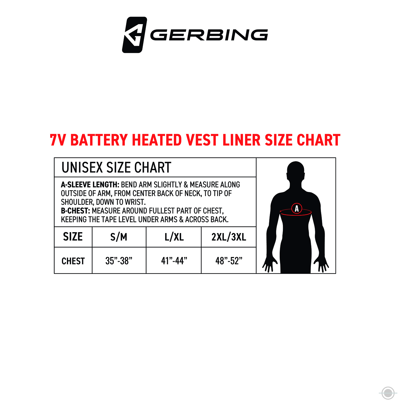 gerbing size chart