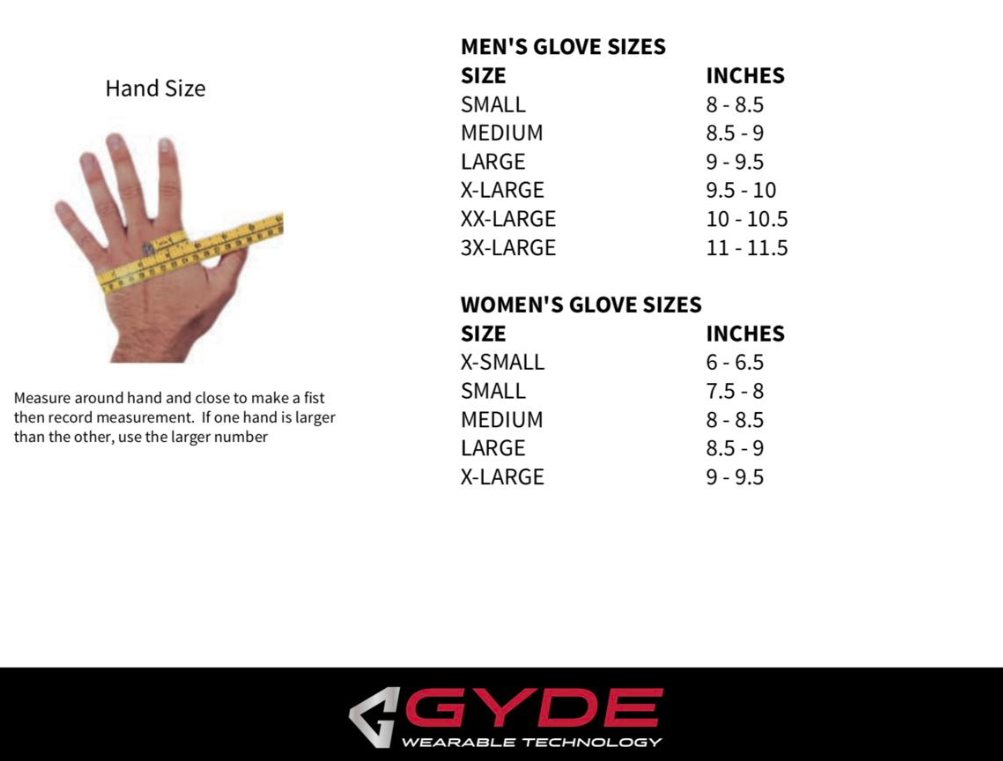 Gerbing Glove Size Chart