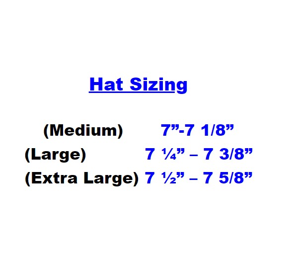 glacier hat sizing chart