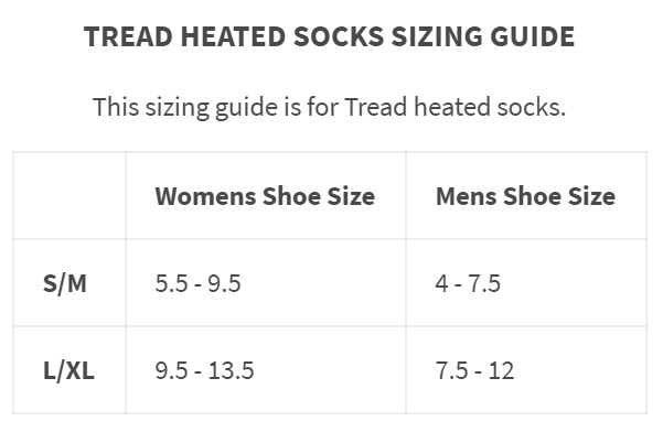 gobi heat heated sock size chart