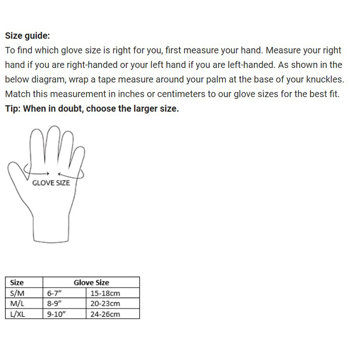 gloves chart