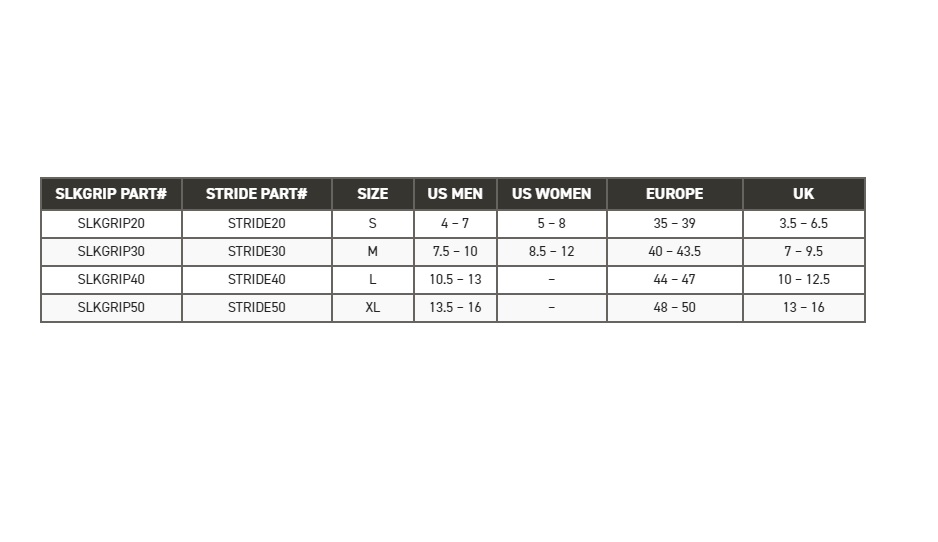 Impacto Size Chart
