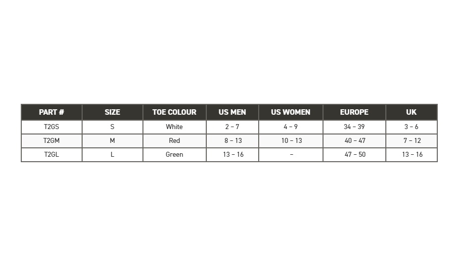 Impacto Size Chart
