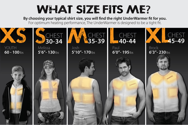 Underwarmer Size Chart