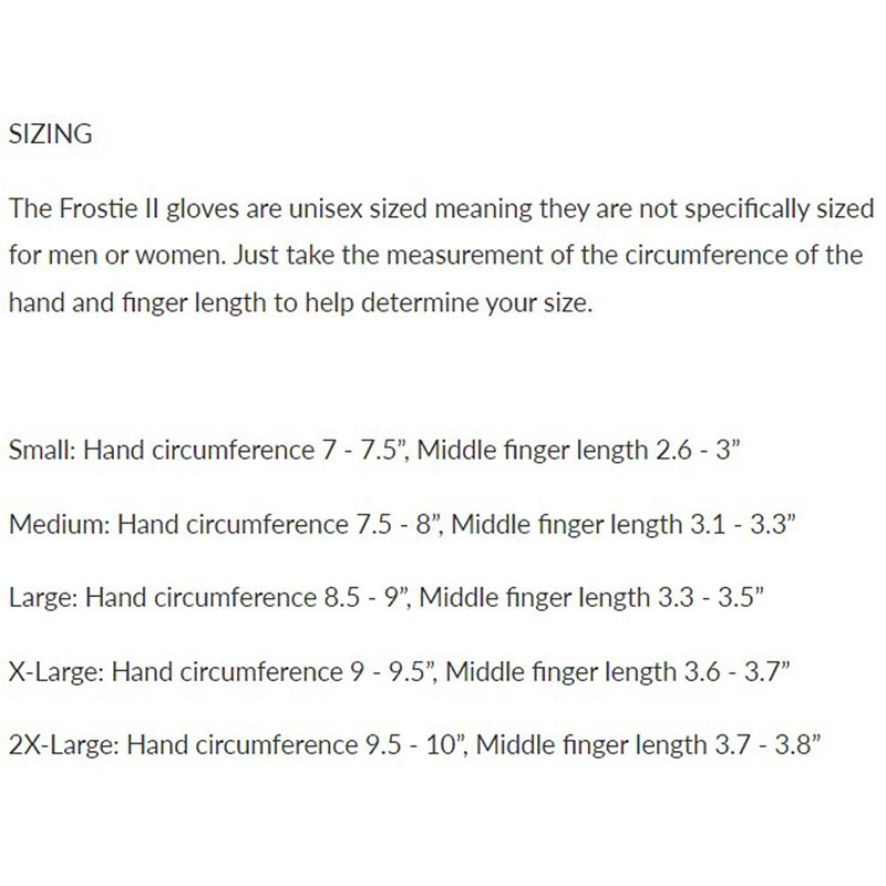 Volt Heat Gloves Size Chart