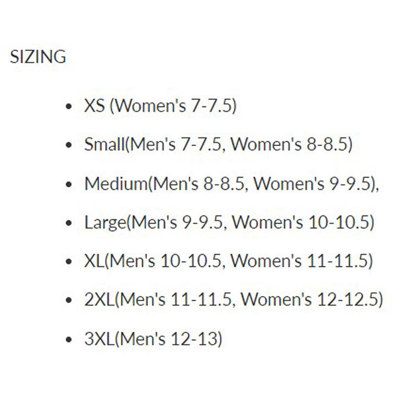 Volt Heat Slippers Size Chart