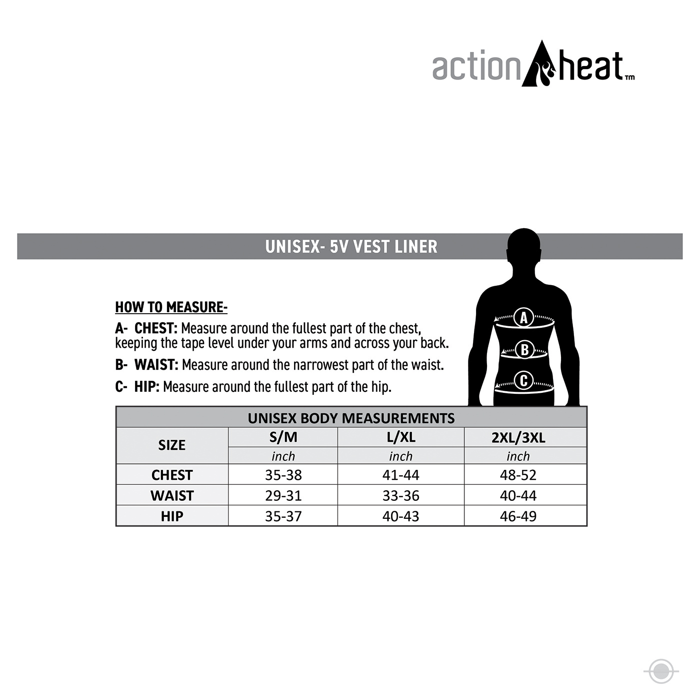 actionheat size chart