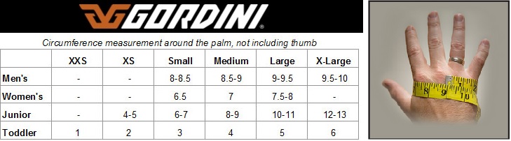 Gordini glove size chart