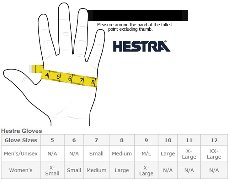 Hestra Glove Size Chart