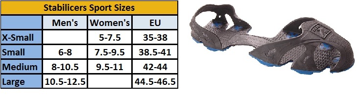 Stabilicers Sport Size Chart