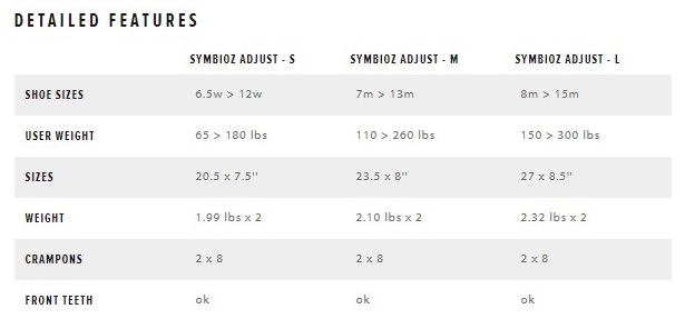 TSL Outdoor size chart